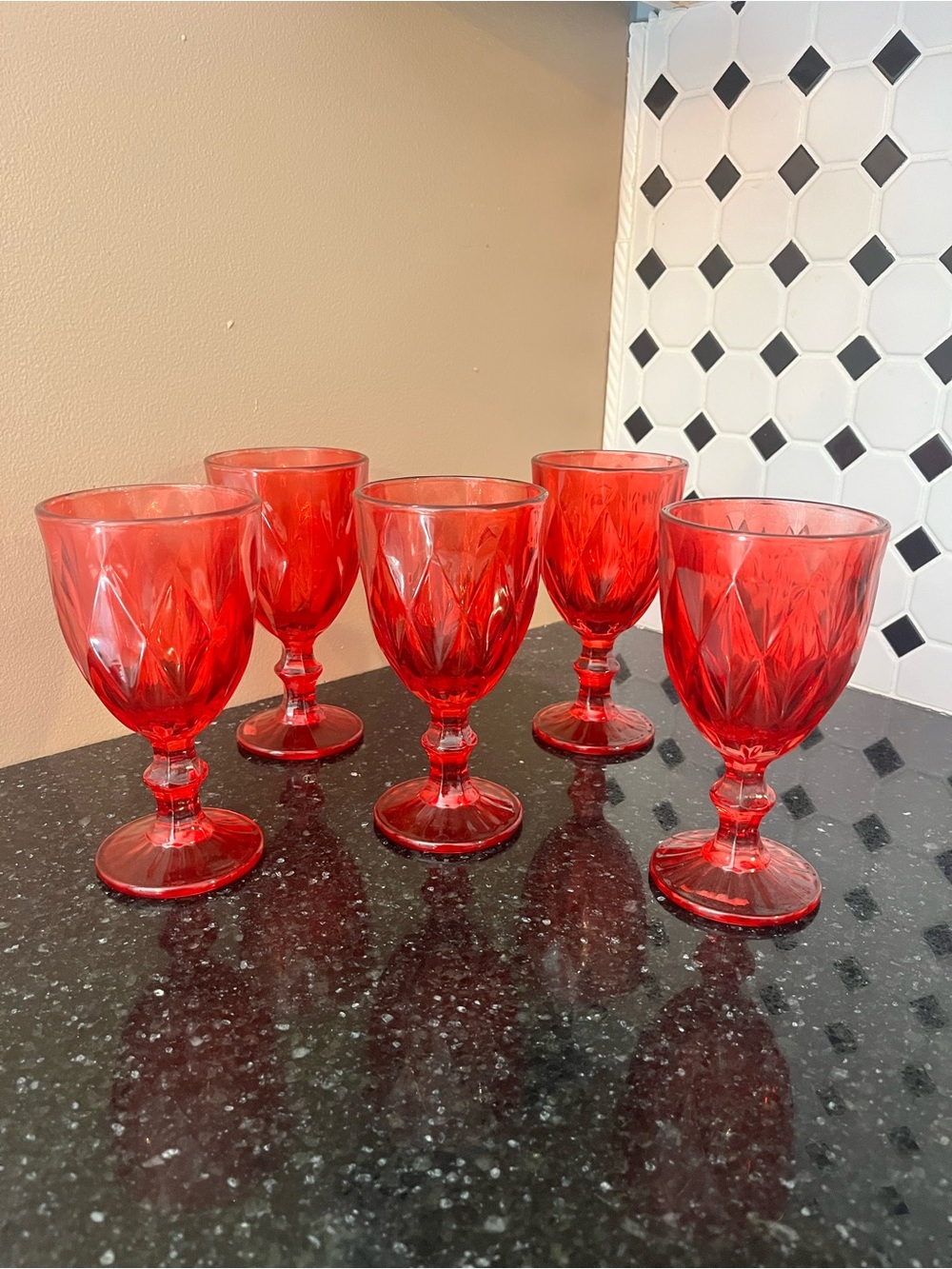 Set of 5 Ruby Red Glasses
